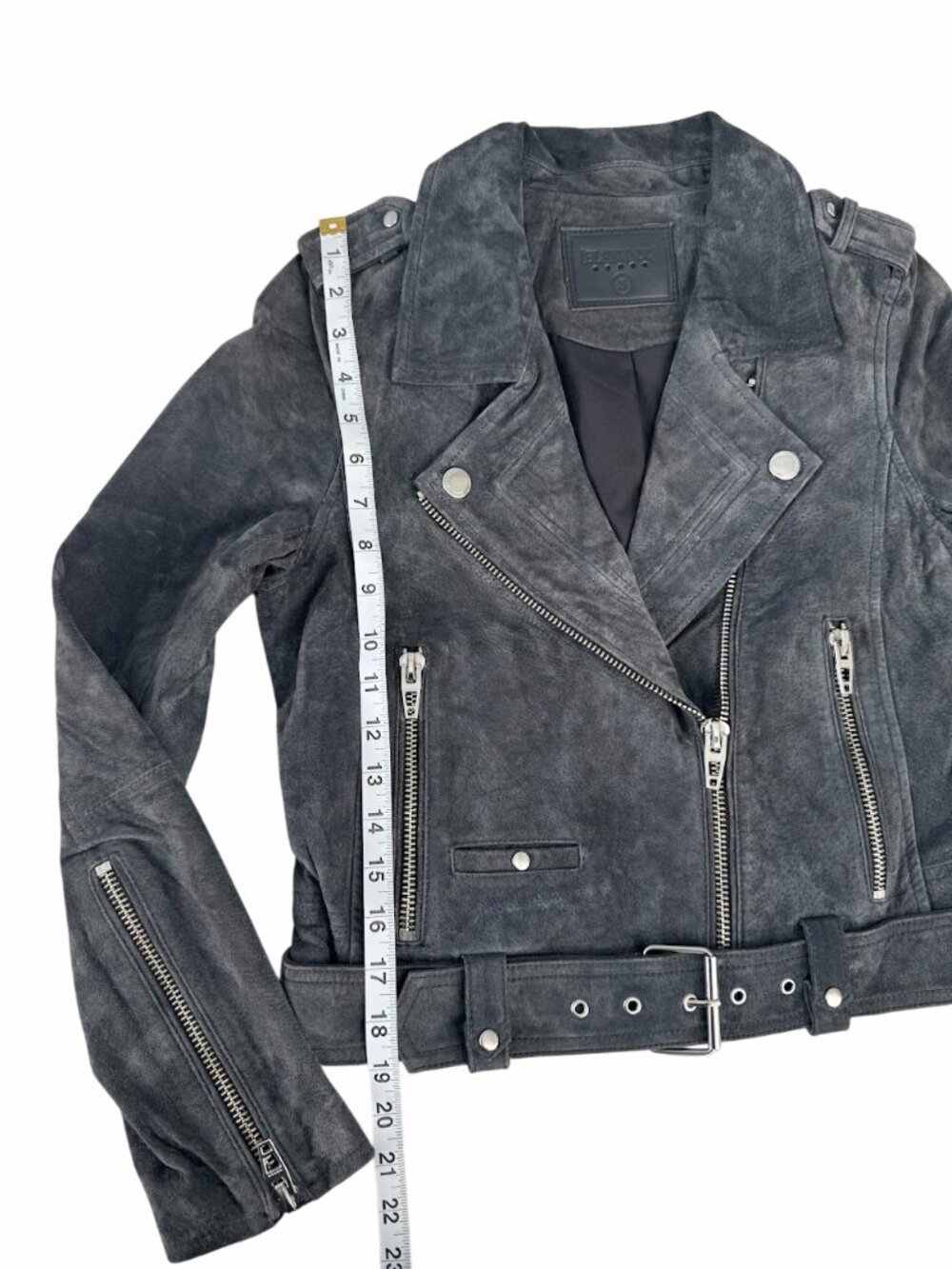 BLANKNYC Gray Suede Moto Jacket Size S Belted Biker - Picture 6 of 8